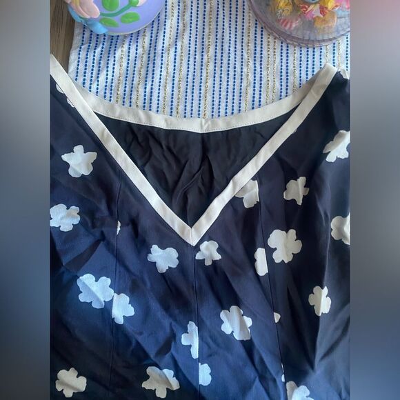 MARELLA Sleeveless Black Beige Floral Dress  Pleated Silk  Sz 6 Made In Italy - Picture 7 of 14